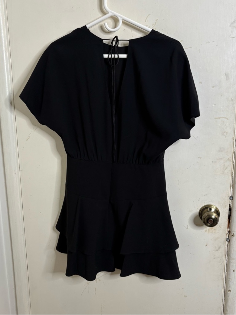 Alice + Olivia Black Mini Dress with Layered Ruffle Skirt - Picture 2 of 14